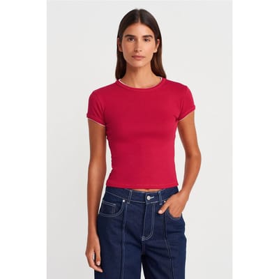 Dames Slim Fit Katoenen Cropped T-Shirt