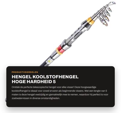 Dailygoods- Koolstofhengel Hoogwaardige Hardheid - Telescoophengel - Hengelhouder - Hengelsport Accessoires - Draagbare Hengel - Roestvrijstalen Ring