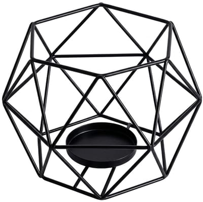 Zwart metaal waxinelichthouder geometrisch ster design kaars houder open frame decoratief voor tafel en interieur geschikt voor dames en heren
