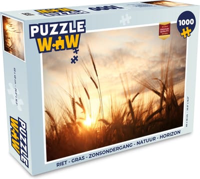 Puzzel Riet - Gras - Zonsondergang - Natuur - Horizon - Legpuzzel - Puzzel 1000 stukjes volwassenen