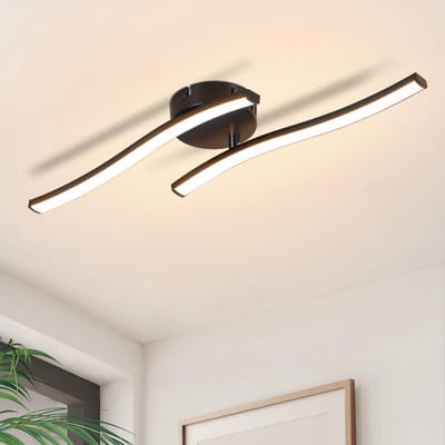 Glitzerlife - Plafondlamp - LED Lichtbuizen - Dimbaar Warmwit 3000K - Kunststof - Ø51,5cm - Zwart - Plafondverlichting voor Keuken Slaapkamer