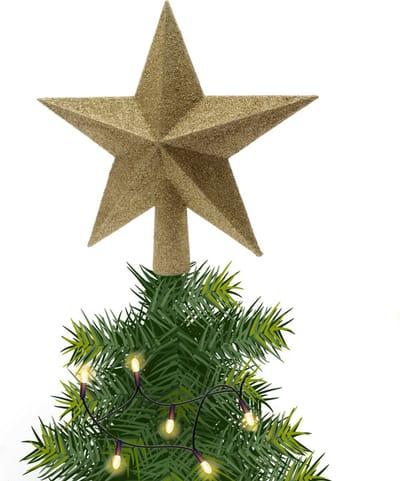 Decoris kerstboom piek - 1x - ster vorm - goud - glitter - 19 cm - kunststof - kerstpiek