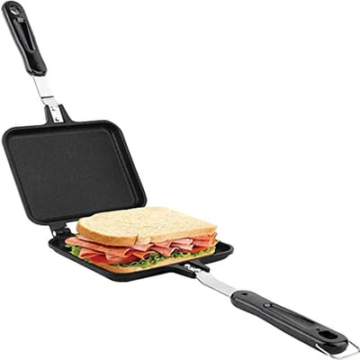 Dubbelzijdige Koekenpan - Anti-aanbak Sandwich Maker met Hittebestendige Handgrepen - Ideaal voor Ontbijt Wafels en Sandwiches