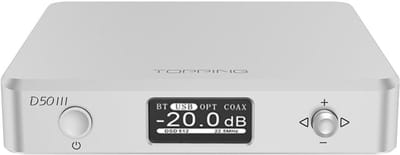 Topping D50 III Zilver – Hi-Res USB / Coax / Optische DAC /Bluetooth– 32-bit / 768kHz & DSD512 zilver