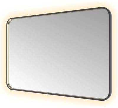 Hotbath &More SSQ128 Soft Square spiegel 120x80cm met verlichting, spiegelverwarming, kleurwissel, dimbaar en afstandsbediening geborsteld zwart PVD