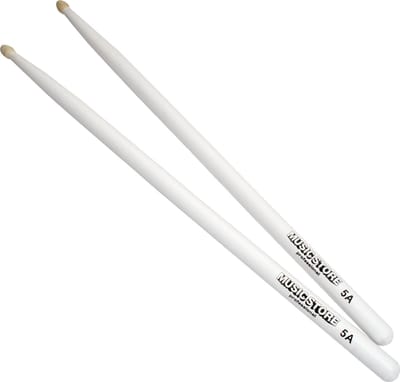 MUSIC STORE 5A Sticks, wit, Hornbeam, Wood Tip - Drumsticks