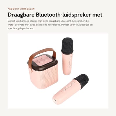 Dailygoods- Bluetooth-luidspreker met 2 Draadloze Microfoons - Karaoke Machine - Ondersteuning 512G Geheugen - Handheld Microfoon - Lichtgewicht - Vermogen 6W - Karaokemachine