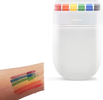 Kleurpotlood op waterbasis voor volwassenen, 6-in-1 regenboog make-up voor feest, Halloween en carnaval, eenvoudig aan te brengen en huidvriendelijk