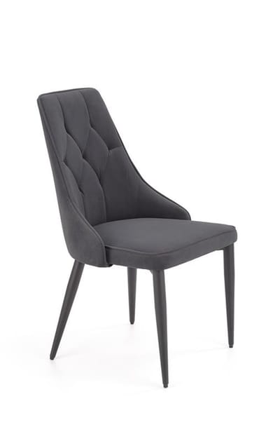 Luxury4Home FABRO W133 - Eetkamerstoel - Zwarte Weluurtapijt - Elegante Stiksels - Stalen Frame