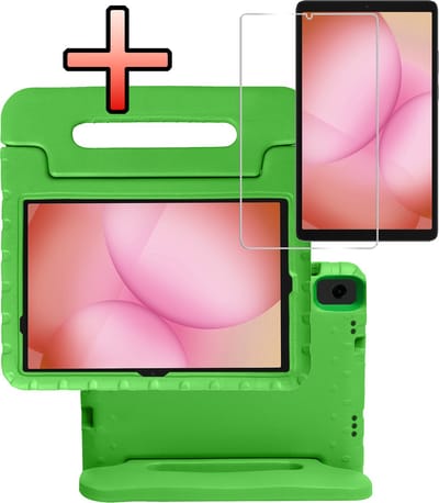 Hoes - Geschikt voor Samsung Galaxy Tab A11 Plus - Met Screenprotector - Kinderhoes Shockproof Bumper - Kidsproof Case - Tablet Hoesje - Kinder Cover - Groen