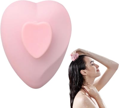 Hartvormige silicone hoofdmassage met tanden voor het stimuleren van de hoofdhuid, geschikt voor alle haartypes en leeftijden, ideaal voor wassen en verzorgen van het haar.