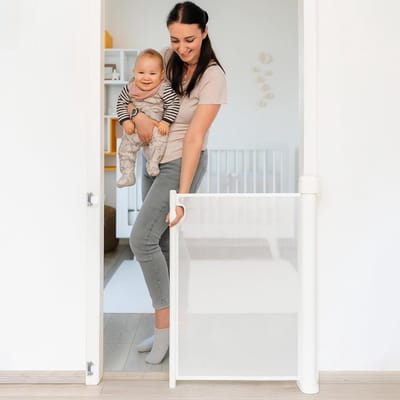 MKSS® Oprolbaar Traphekje - Veiligheidshekje - Kinderhekje - Wit