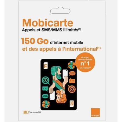 Prepaid SIM-kaart - Orange - 150 GB - Onbeperkt bellen - Onbeperkt sms'en - Klaar voor gebruik - Zonder abonnement