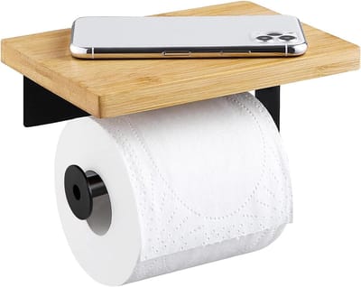 Toiletpapierhouder met ruim platform, zelfklevende wandmontage zonder boren, ideaal voor keuken en badkamer