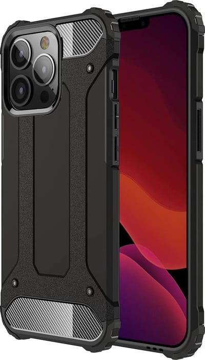 Schokbestendig Heavy Duty Hoesje Geschikt voor: iPhone 14 Pro Max Shock Proof Hybride - Back Cover - Dual Layer Armor Case - Extra Stevig - Zwart