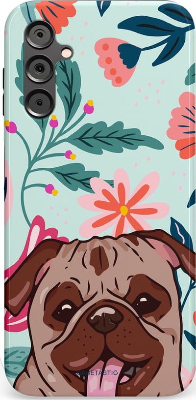 Casetastic Hoesje Geschikt voor Samsung A14 (5G/4G) - Stijlvolle Beschermende Duo-layer Case - Mopslik