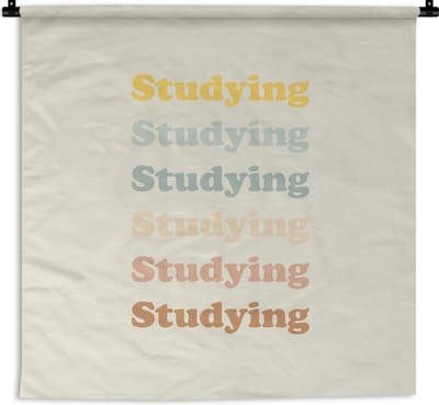 Wandkleed - Wanddoek - Studeer - Leren - Quotes - Studenten - Study - 180x180 cm - Wandtapijt