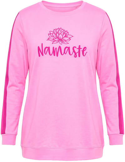 Angel of Style - Dames - Sweatshirt Comfort Fit Namasté-motief - Flamingo - Maat 44