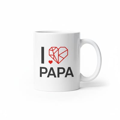 I Love Papa Mok – Geometrisch Hart Design – Perfect Vaderdag Koffiemok 330 ml