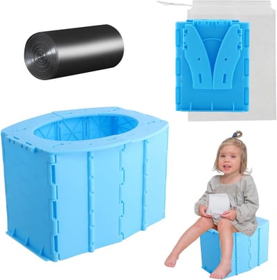 Vouwbare Pot voor Kinderen, Draagbare Reis Pot, Baby Toilet met Opberg- en Schoonmaakzakken, Blauw, Geschikt voor Jongens en Meisjes, Compact en Handig