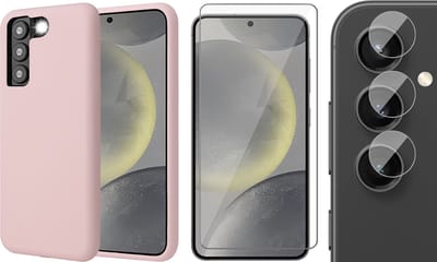 Hoesje geschikt voor Samsung Galaxy S24 - Screenprotector Glas & Camera - Mat Back Case Roze