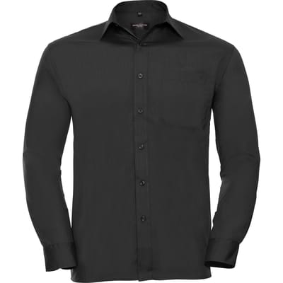 Russell Collectie Herenshirt met lange mouwen (Zwart)