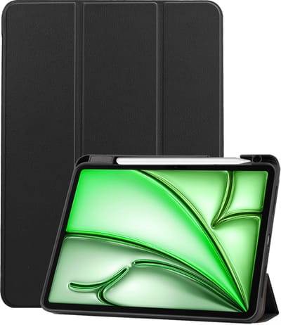 Hoesje Geschikt voor Apple iPad Air 6 (2024) - 11 inch - 6e Generatie - M2 - Dun & Stevig - Trifold Bookcase - Hard Cover Case - Met Uitsparing Geschikt voor Apple Pencil - Hardcover Book - Tablet Hoes - Zwart