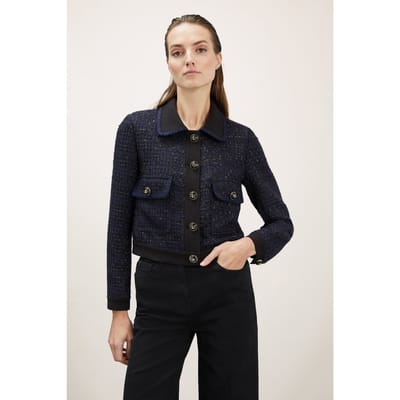 Motivi Tweed Jacket With Collar Blue Maat: 36 | Korte Jassen Outlet | Dames | Blauw