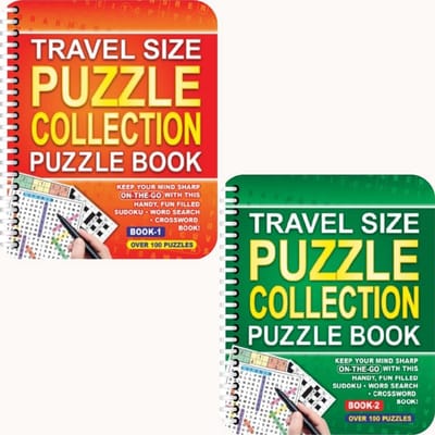 Draagbare Puzzelboeken in Reisformaat: Set van 2 Puzzelbladen voor Volwassenen