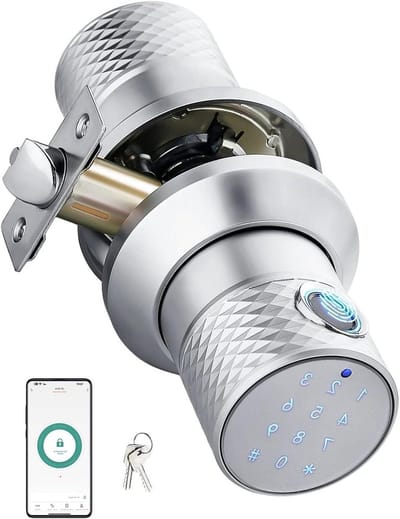 Slimme Deurknop - Elektronisch Deurbeslag - Toegangscontrole - 4 Ontgrendelingsmethoden - 18.6 cm - Zilver