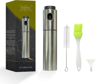 Olijfolie Sprayer 100ml – RVS Oliespuit & Olie Dispenser – Met Bakkwast, Trechter & Borsteltje
