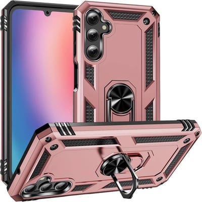 Hoesje geschikt voor Samsung Galaxy A55 hoes met Ringhouder Armor dubble laag – Rosegoud