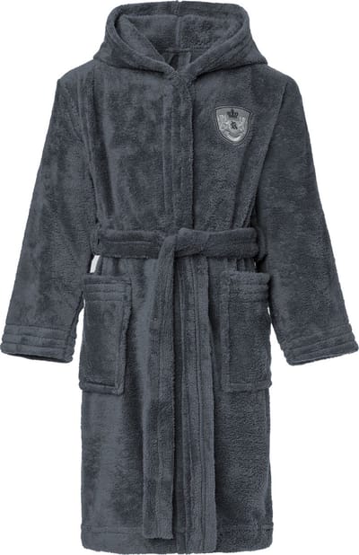 L&L Kinderen Badjas met Capuchon - Wasmachine bestendig - Polyester - LL-FrankNew - Grafiet - 110-116