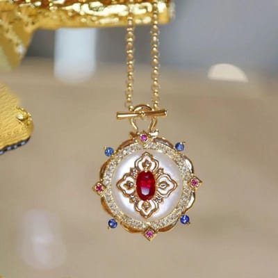 Nieuw in hofstijl kleurrijke edelsteen ketting voor dames retro ellips mode Witte Fritillaria ketting ketting verlovingssieraden 45cm gray