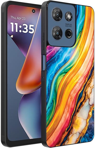Smartphonica Telefoonhoesje Geschikt voor Motorola Moto G 2025 met Regenboog Goud Marmer Opdruk - TPU Backcover Case Rainbow Gold Marble Design geschikt voor Motorola Moto G 2025
