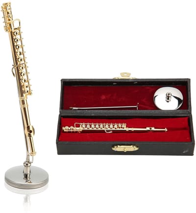 Dailygoods- Miniatuurfluit 4,3 Inch - Koper Muziekinstrument - Decoratie Woonkamer - Huisornament - Standaard - Geschenkdoos