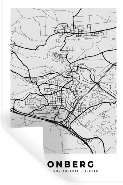 Muurstickers - Sticker Folie - Kaart - Duitsland - Leonberg - Plattegrond - Stadskaart - 20x30 cm - Plakfolie - Muurstickers Kinderkamer - Zelfklevend Behang - Zelfklevend behangpapier - Stickerfolie