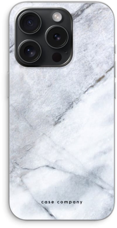 Case Company® - Hoesje geschikt voor iPhone 15 Pro hoesje - Witte marmer - Soft Cover Telefoonhoesje - Bescherming aan alle Kanten en Schermrand