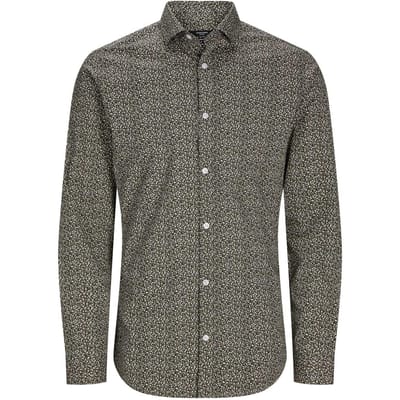 Jack And Jones Herenoverhemd met bladerenprint, slank model en lange mouwen (Veen)