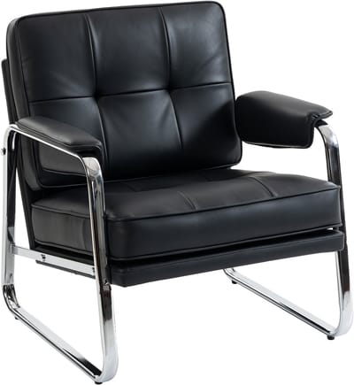 Fauteuil - Relaxzetel - Relaxstoel - Relaxfauteuil - Stoel - Met armleuning - Voor één Persoon - Zwart + Zilver