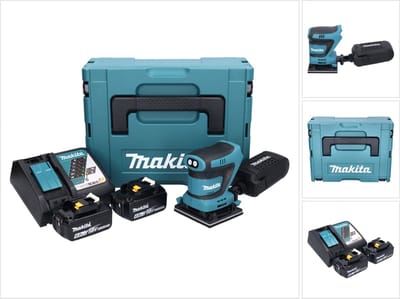 Makita DBO 480 RGJ accu-excentrische schuurmachine 18 V 112 x 102 mm + 2x accu 6,0 Ah + oplader + Makpac