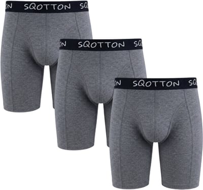 3-Pack SQOTTON® boxershort - extra lange pijp - DonkerGrijs - Maat M