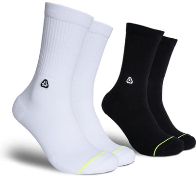 FLINCK Pro Sportsokken Essentials (2-Pack) Zwart en Wit - Maat 36-38 - Superieure Kwaliteit - Unisex - Naadloos Ontwerp voor Crossfit, Hardlopen, Fitness, Fietsen en meer