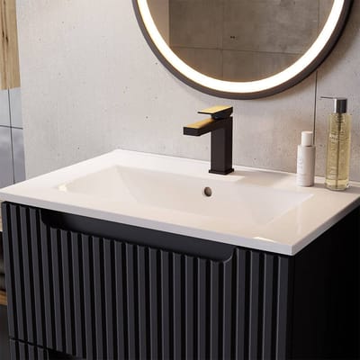 Wastafelonderkast Newport met wastafel 50x57x39 cm zwart en wit [en.casa]