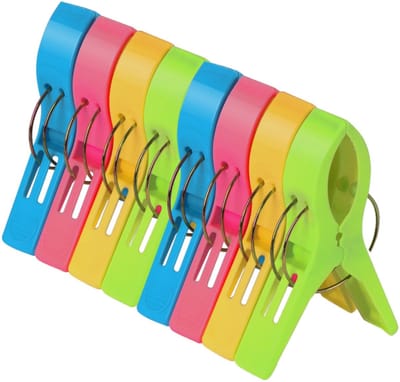 Dailygoods- Strandlaken Knijpers 8 Stuks - Kunststof Klemmen - Zonnebed Klemmen - Tafelkleed Klemmen - Kamperen - Sterk en Duurzaam