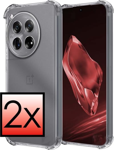 Hoesje - 2 Stuks - Geschikt voor OnePlus 12 - Sterk & Shockproof - Siliconen Case - Back Cover - Telefoon Hoes Shock Proof - Transparant