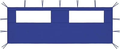 Partytent Wand - Zijpaneel Tentzeil - Feestelijke Bescherming - Met Ramen - 6 x 2 m - Blauw