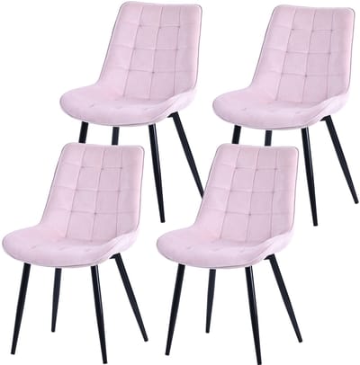 HOMAVO YZ2 Set van 4 Eetkamerstoelen – Velvet/Fabric Stoelen met Metalen Poten – 53x62.5x88 cm – Comfortabel & Stijlvol – Modern Design