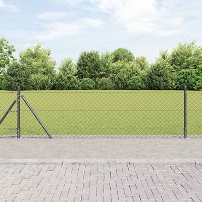 vidaXL - gaashek - met - betonnen - voetstuk - 10 - x - 0,4 - m - PVC-Coated - Staal - Grijs