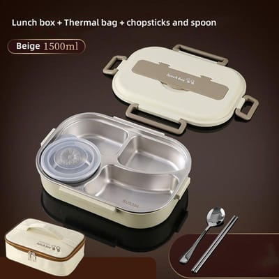 304 Roestvrij Staal Compartiment geïsoleerde lunchbox Studenten Kantoormedewerker Verzegelde Bento Box magnetron Verwarmen voedselcontainer white